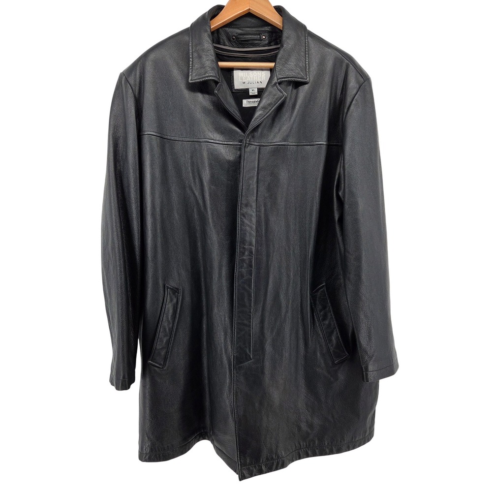 Wilsons Leather M Julian Mens Black Car Coat Jacket Full Zip Thinsulate Liner XL